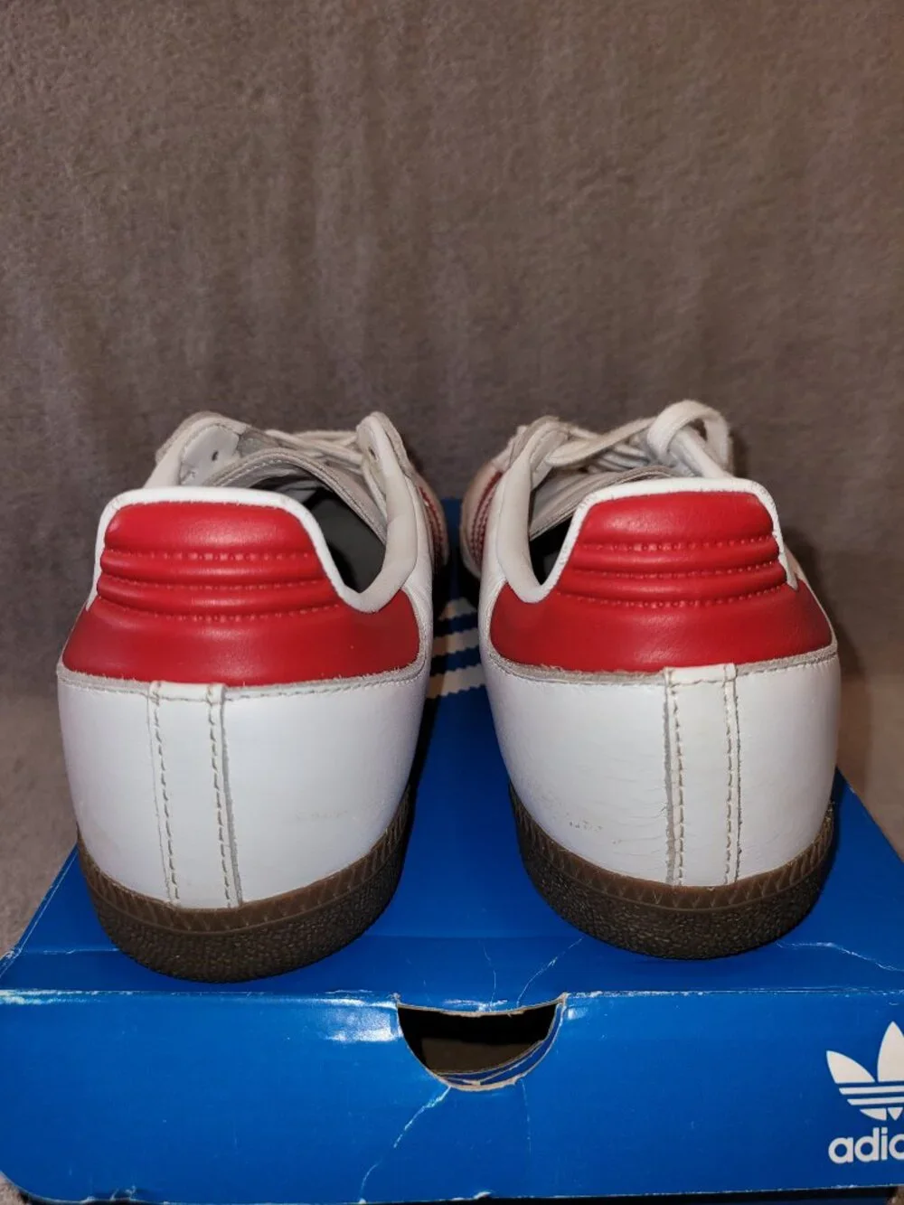 Adidas Samba OG Men Size 7.5 White Scarlet Red Brown Sneakers Shoes IG1025
